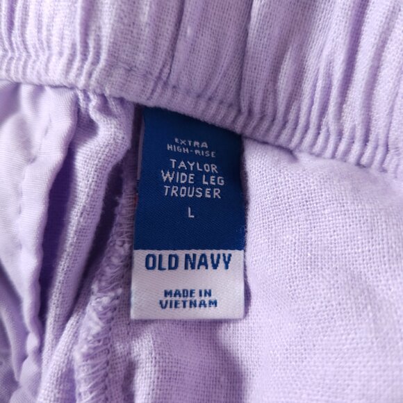 Old Navy Womens Extra High Rise Taylor Wide Leg Pants Large Linen Blend Trouser - Picture 3 of 15